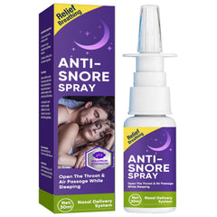 Asomooh Anti Snoring Spray bottle closeup showing compact bedside design for easy nightly use.
