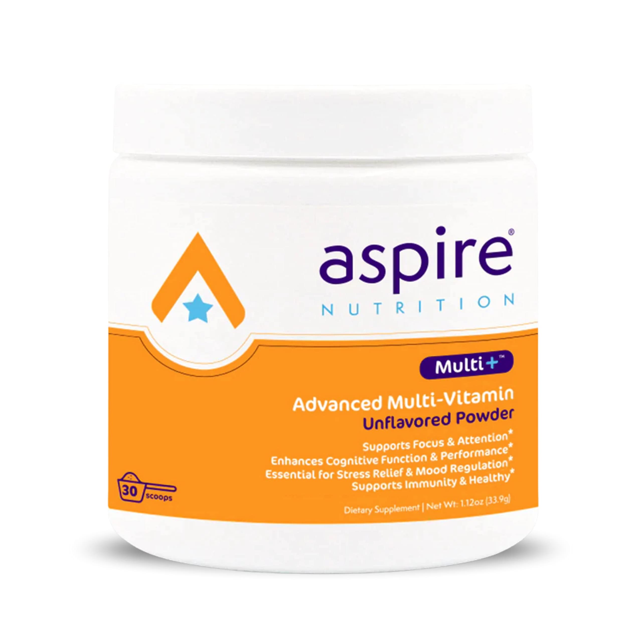 Aspire Multi+ bottle front view for all-ages daily wellness.