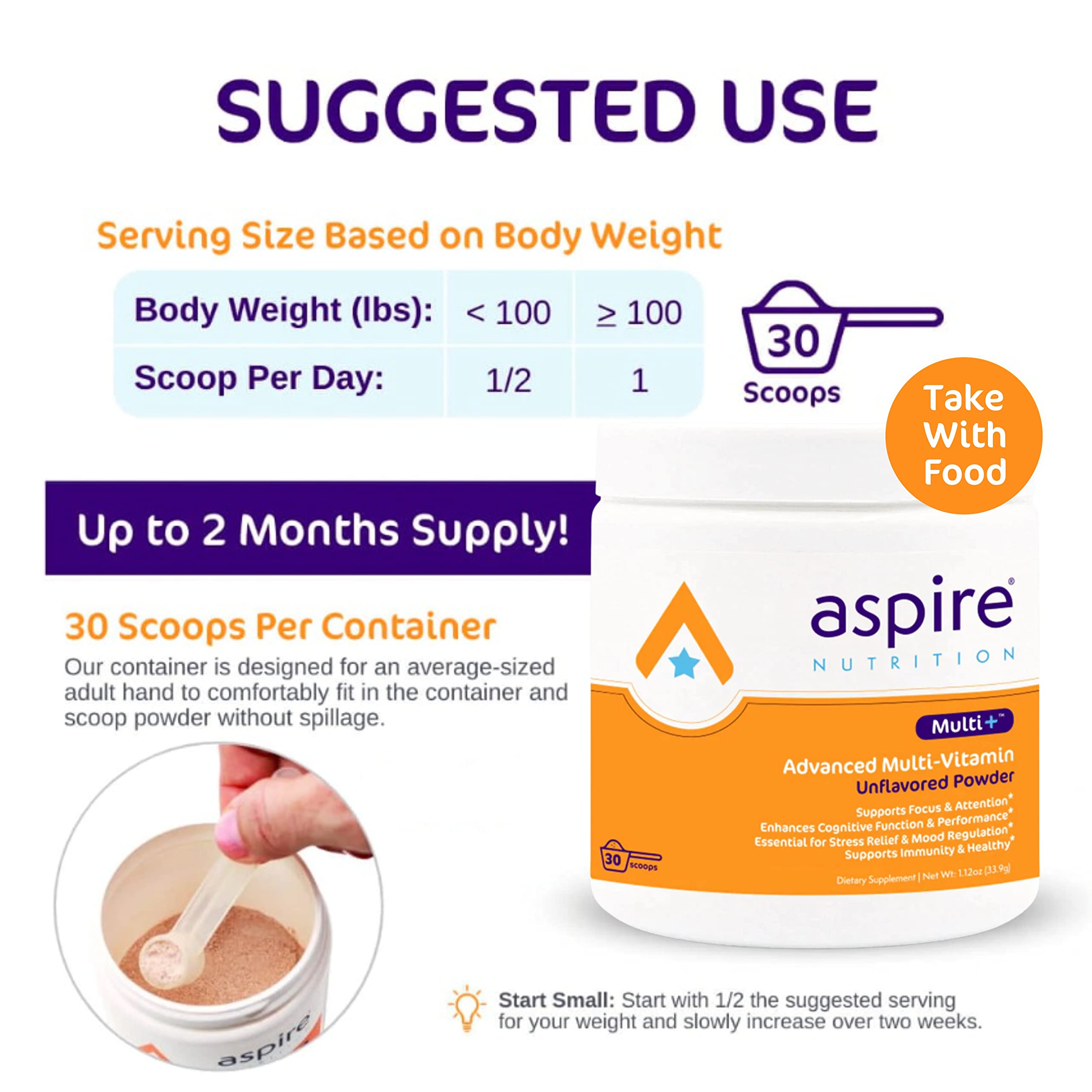 Aspire Multi+ mixed in glass for kid-friendly daily support.