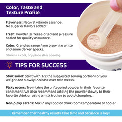 Aspire Multi+ scoop pouring into water for on-the-go nutrition.