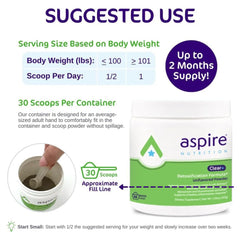 Aspire Nutrition Clear+ Detoxification powder dissolving in water for a smooth, refreshing drink.