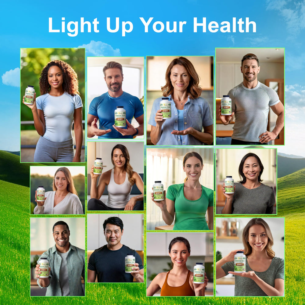 aSquared green tea extract on a counter for daily wellness routine