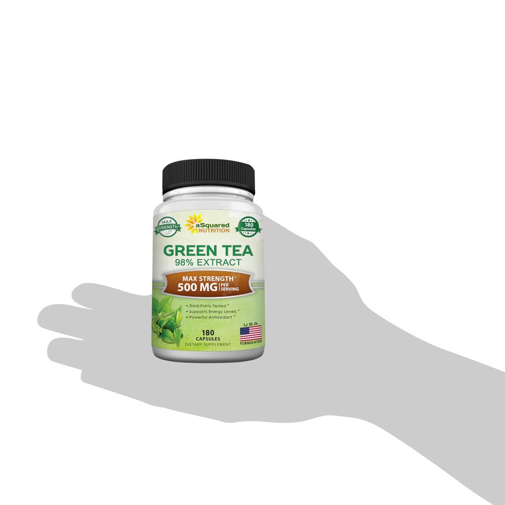 aSquared green tea extract packaging with heart health and detox cues