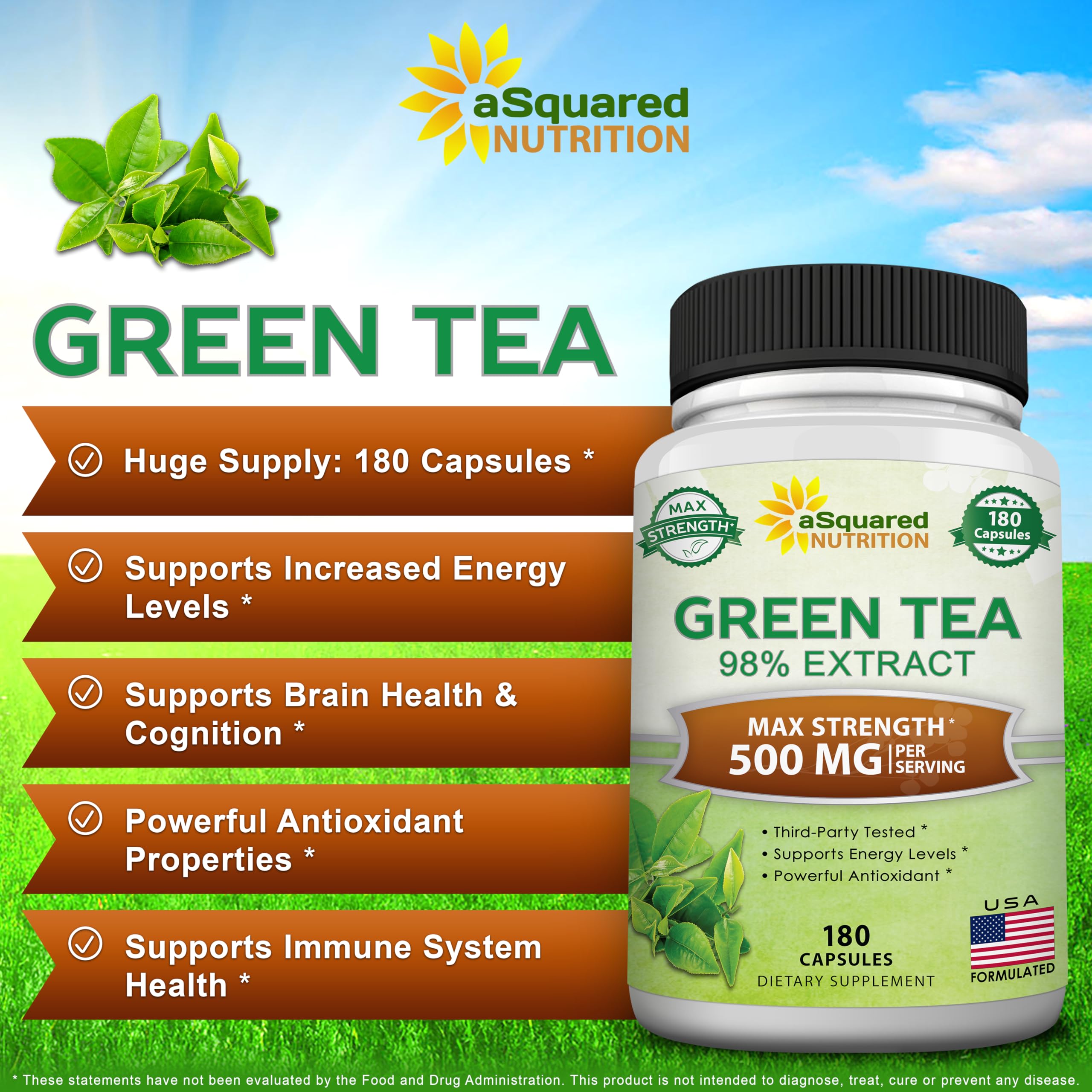 aSquared Nutrition label view highlighting 75% polyphenols and 45% EGCG