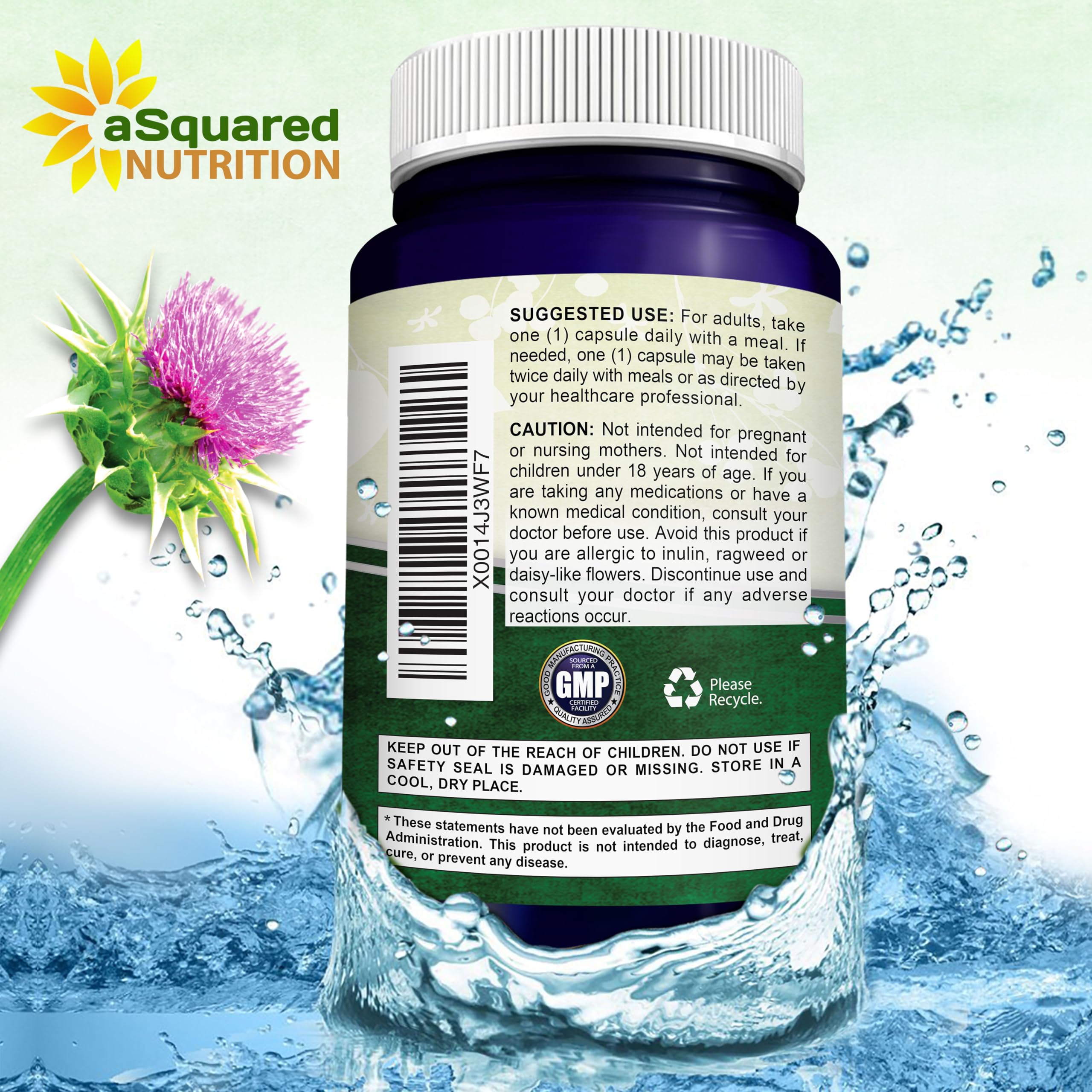 Product packaging shows GMP compliance and quality assurance.