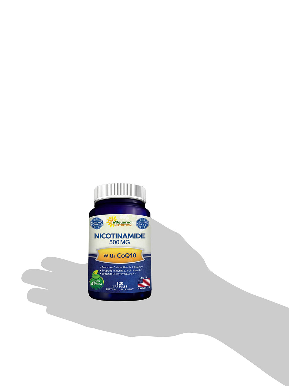 aSquared Nicotinamide with CoQ10 supports daily wellness routine.