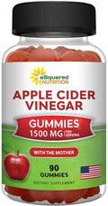 aSquared Nutrition Apple Cider Vinegar Gummies - 1500mg with The Mother, B6, B12 & Folate | 90 Gummies
