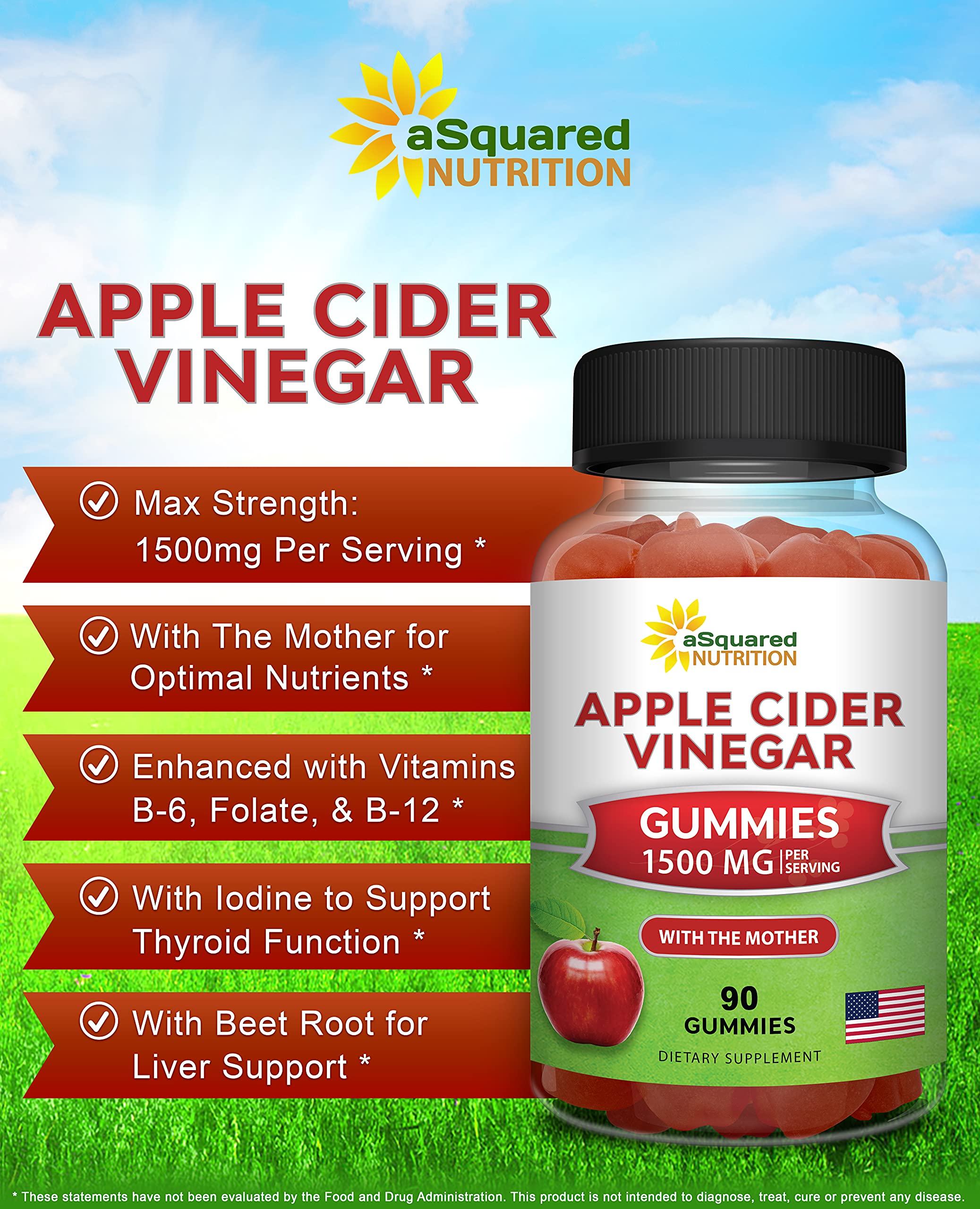 aSquared Nutrition ACV Gummies close-up highlighting chewy texture and flavor