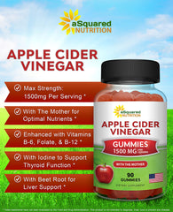 aSquared Nutrition ACV Gummies close-up highlighting chewy texture and flavor