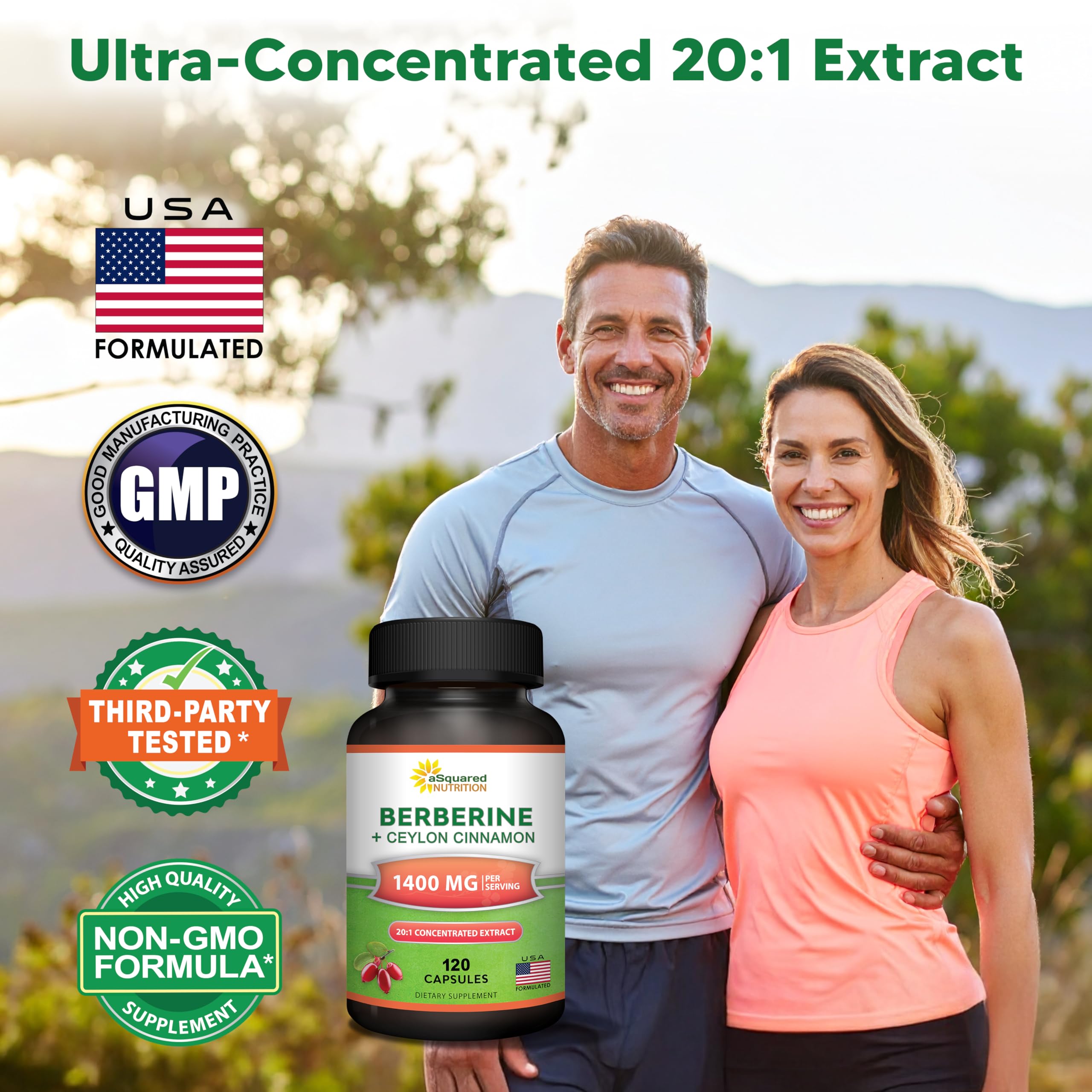 Berberine Cinnamon capsules closeup highlighting vegan, non-GMO formula