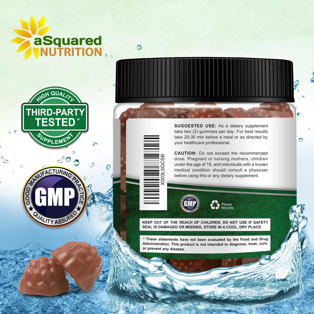 aSquared Nutrition Citrus Bergamot Gummies flavor close-up hints citrus notes.