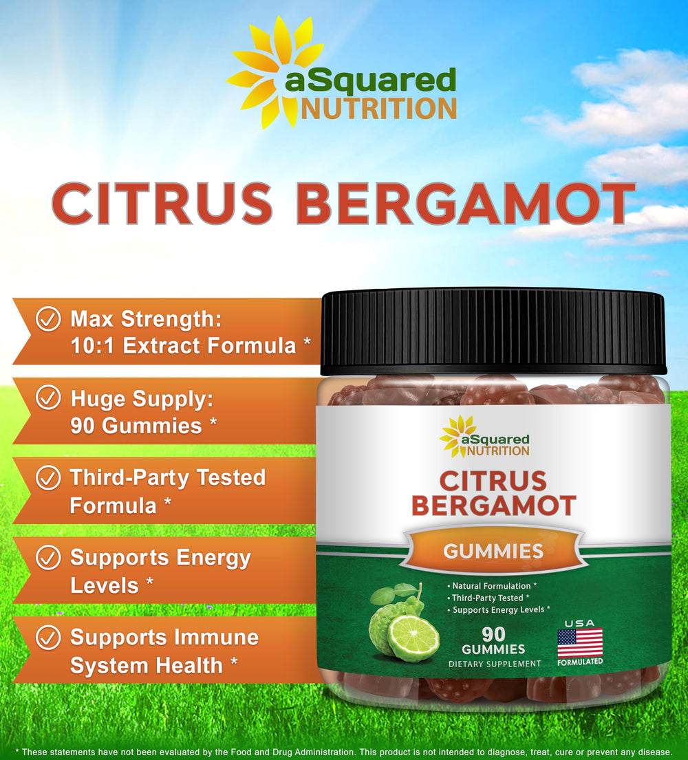 aSquared Nutrition Citrus Bergamot Gummies pour showing convenient daily intake.