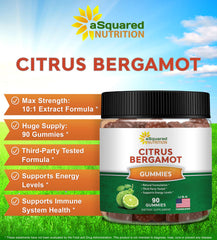 aSquared Nutrition Citrus Bergamot Gummies pour showing convenient daily intake.