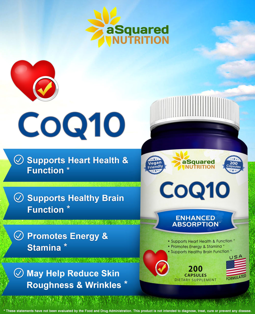 aSquared Nutrition CoQ10 bottle front label showing 400 mg strength
