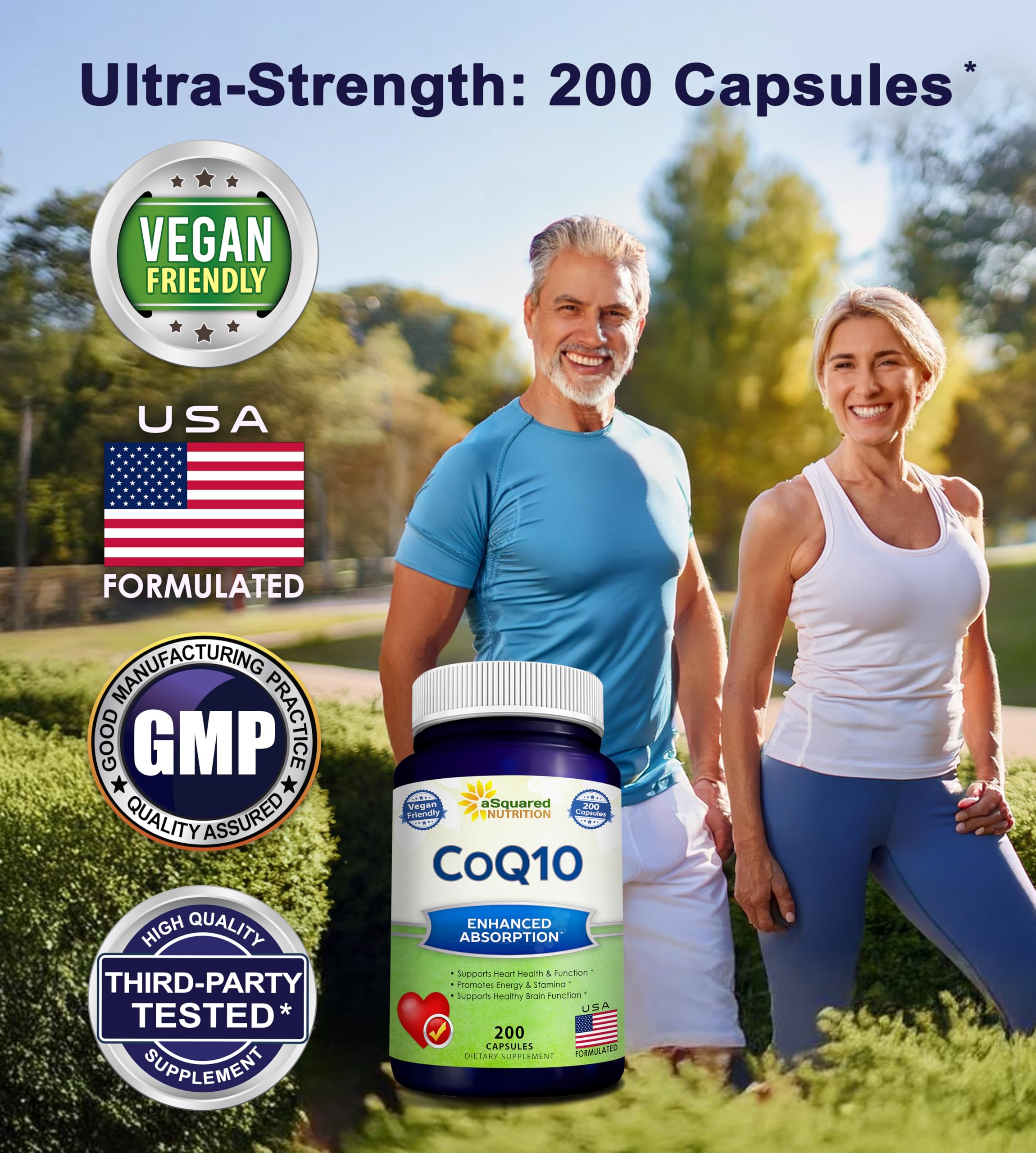 aSquared Nutrition CoQ10 capsules dispensing for easy daily use