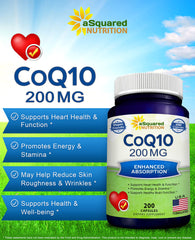 aSquared Nutrition CoQ10 capsules close-up highlighting convenient daily intake