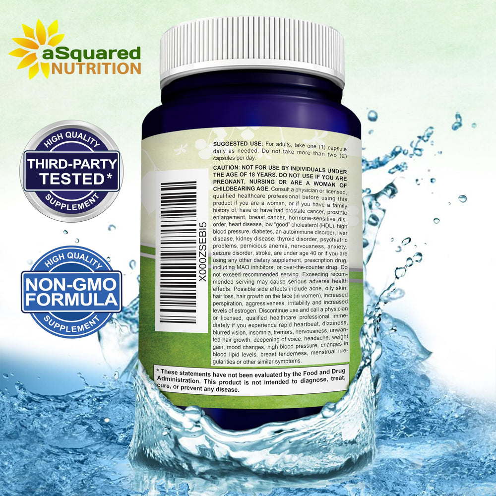 Asquared Nutrition DHEA packaging box highlighting brain and energy support.