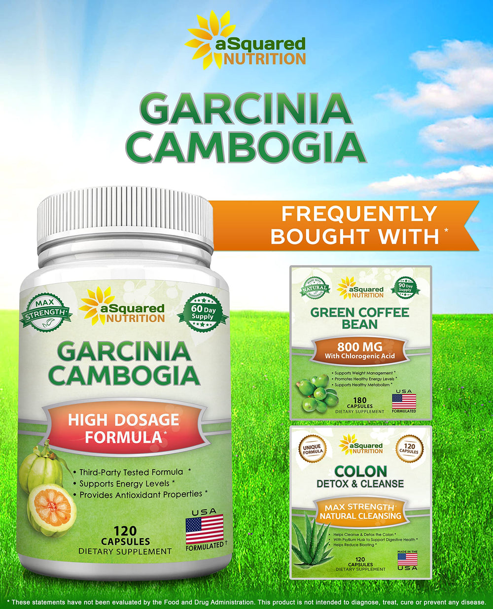 aSquared Nutrition Garcinia Cambogia label detail with GMP and testing info