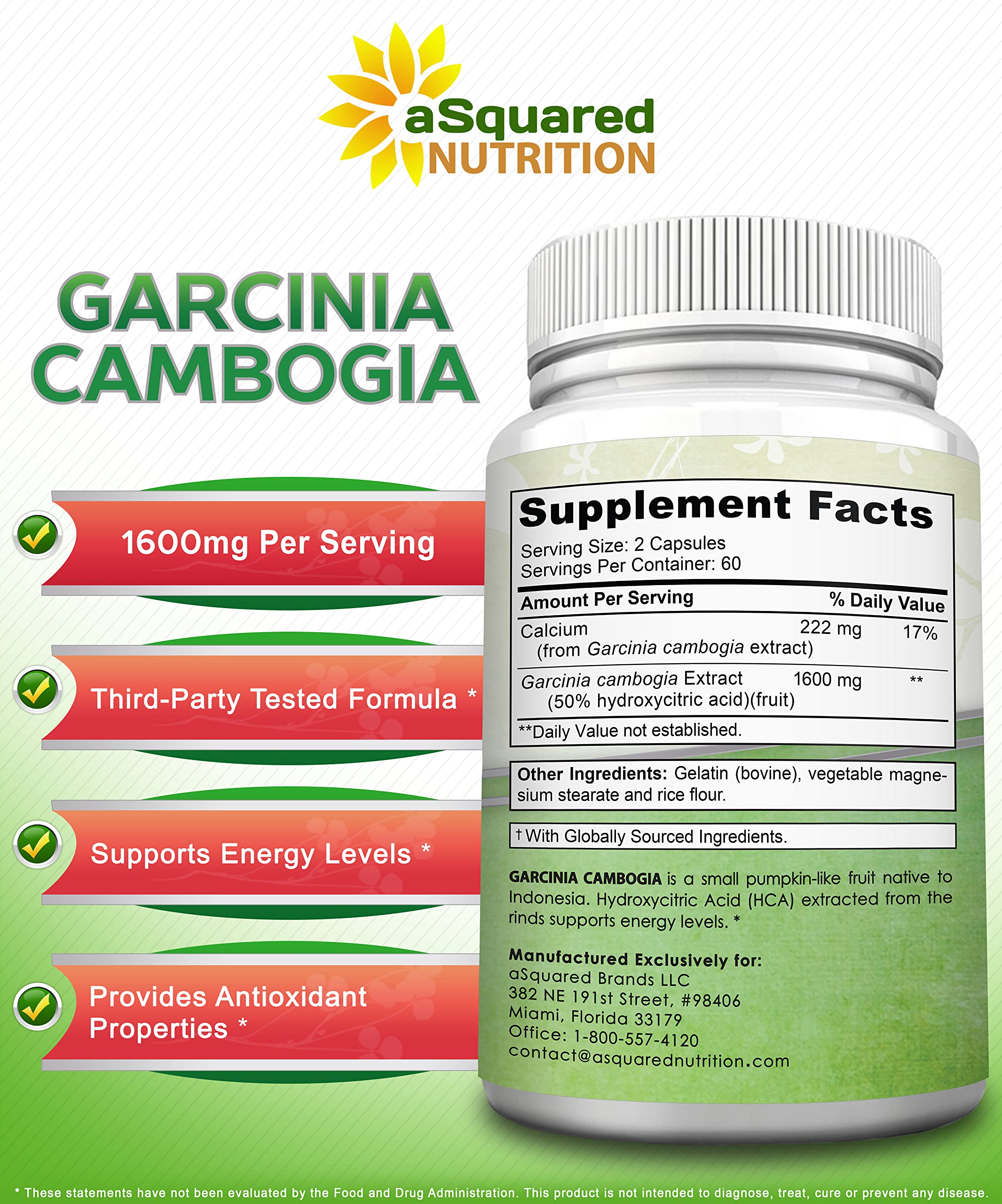 aSquared Nutrition Garcinia Cambogia on-shelf display for daily wellness