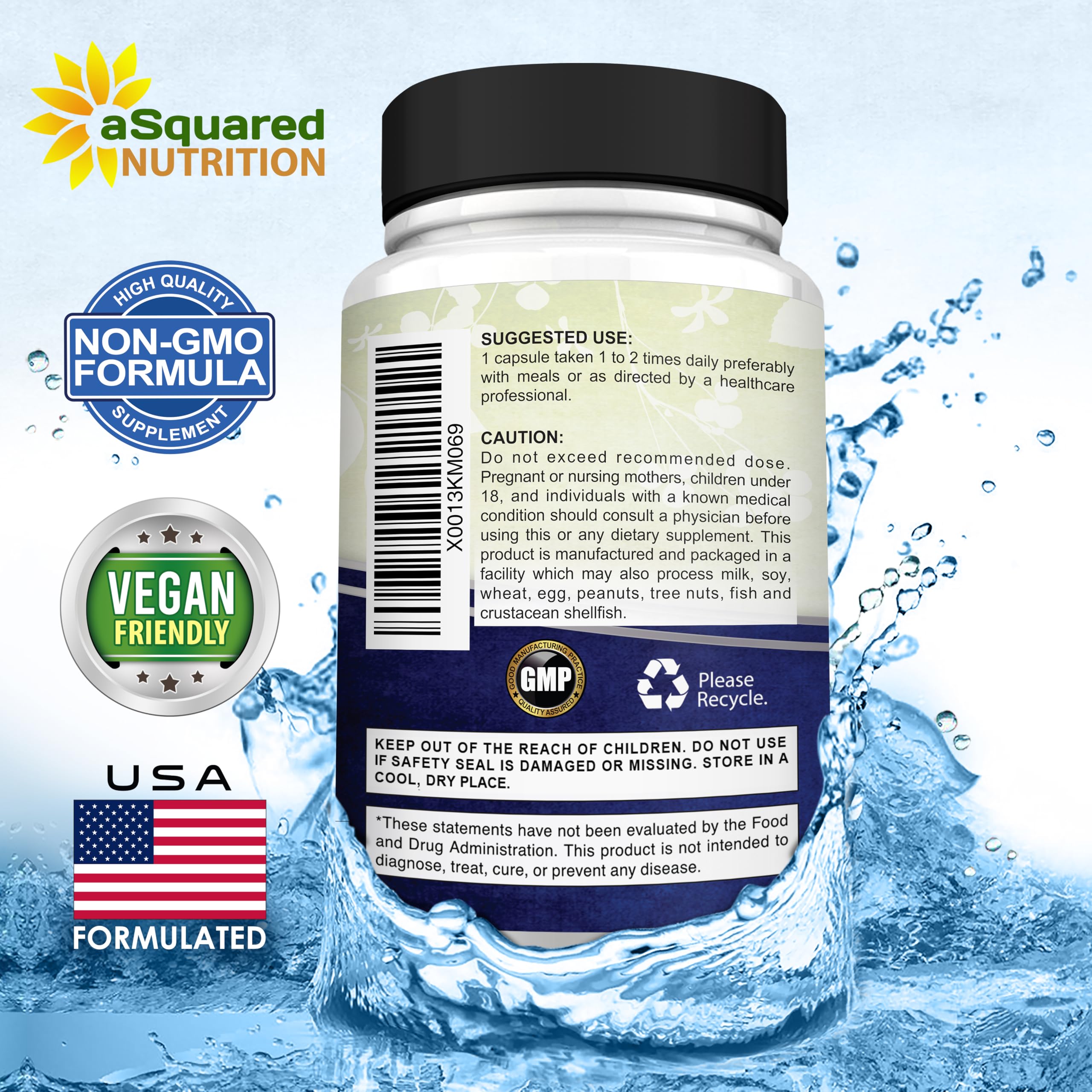 Asquared Nutrition Magnesium 500mg capsules spread in bottle highlight daily use.