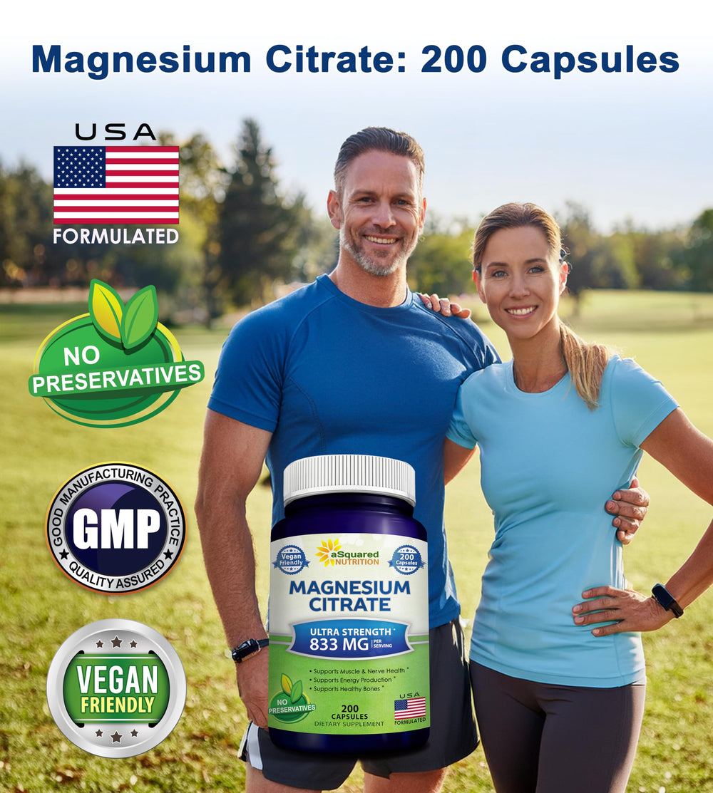 aSquared Nutrition Magnesium Citrate capsules closeup highlights vegan minerals for heart health