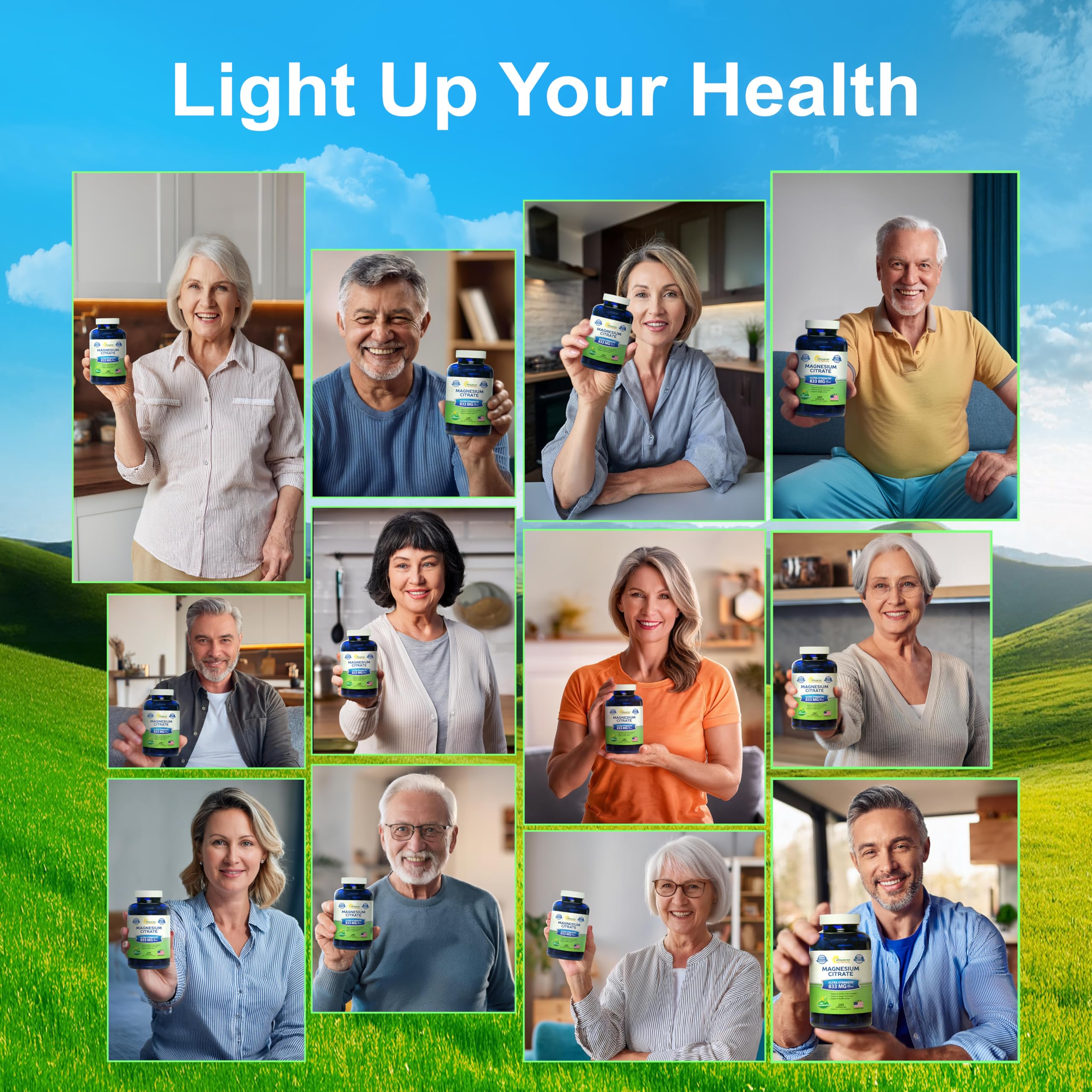 aSquared Nutrition Magnesium Citrate label front showcases 833 mg per serving
