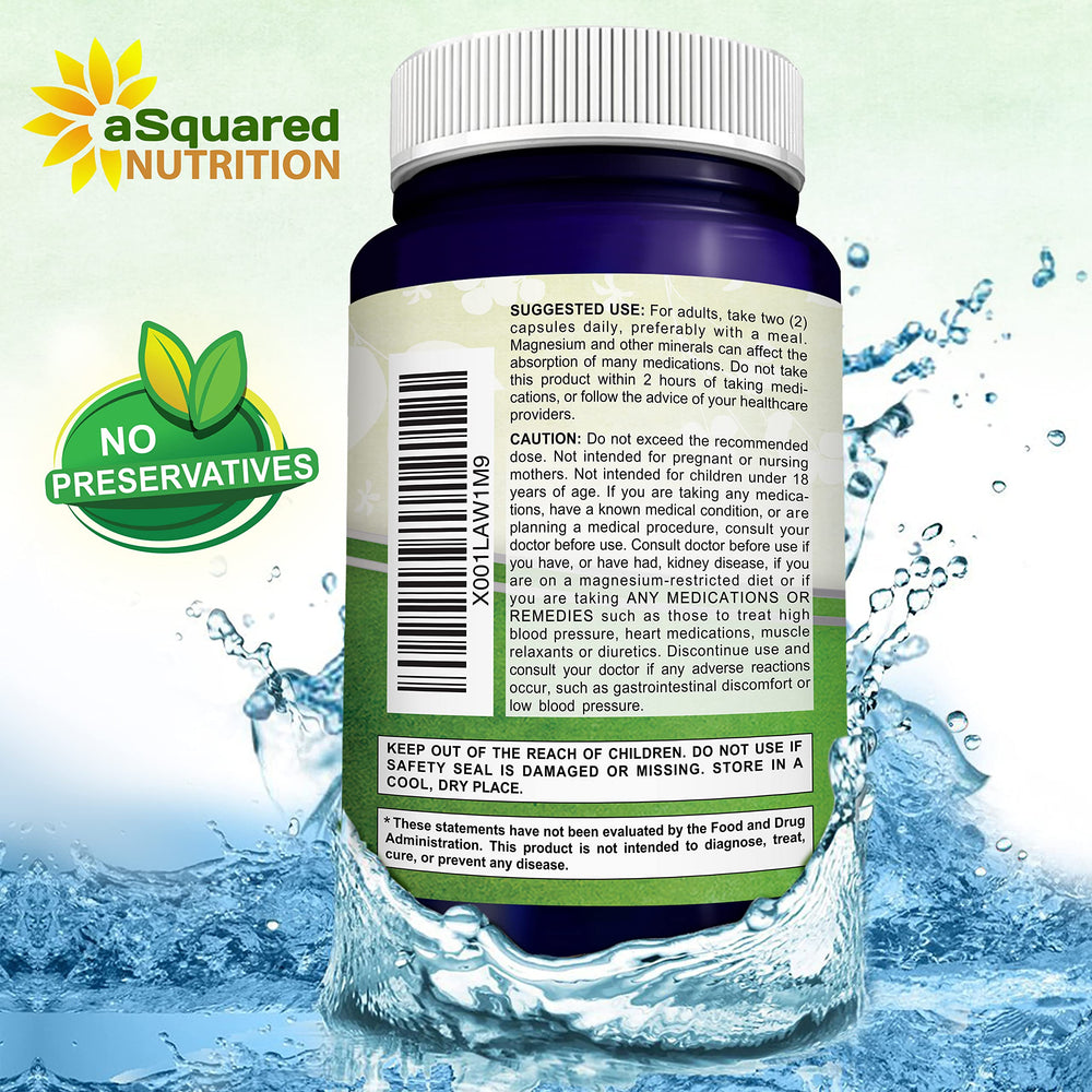 aSquared Nutrition Magnesium Citrate packaging emphasizes GMP manufacture and purity
