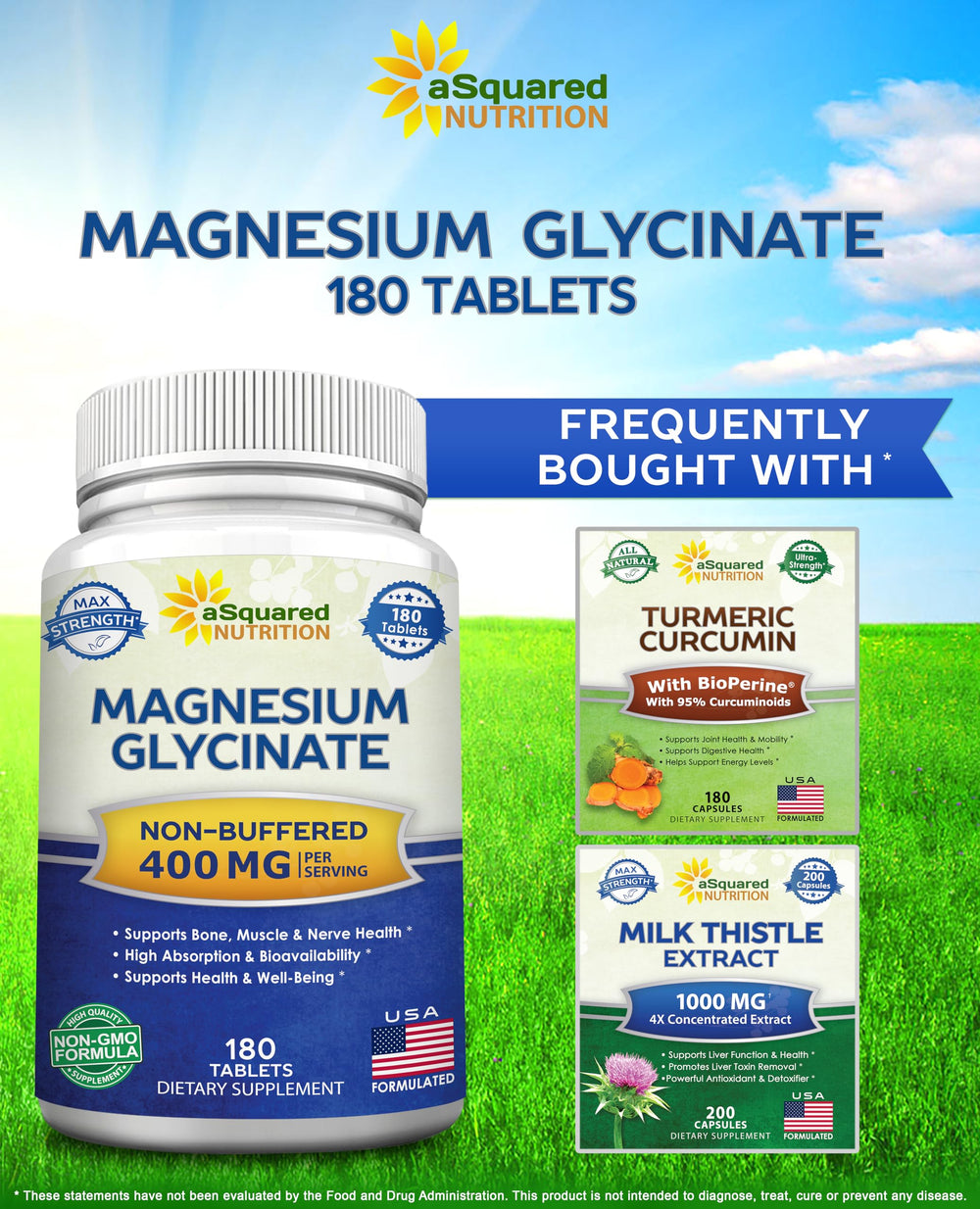 aSquared Nutrition magnesium glycinate 400mg tablet detail showing texture and coating