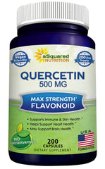 aSquared Nutrition Quercetin 500mg bottle on a clean surface, suggesting daily antioxidant support