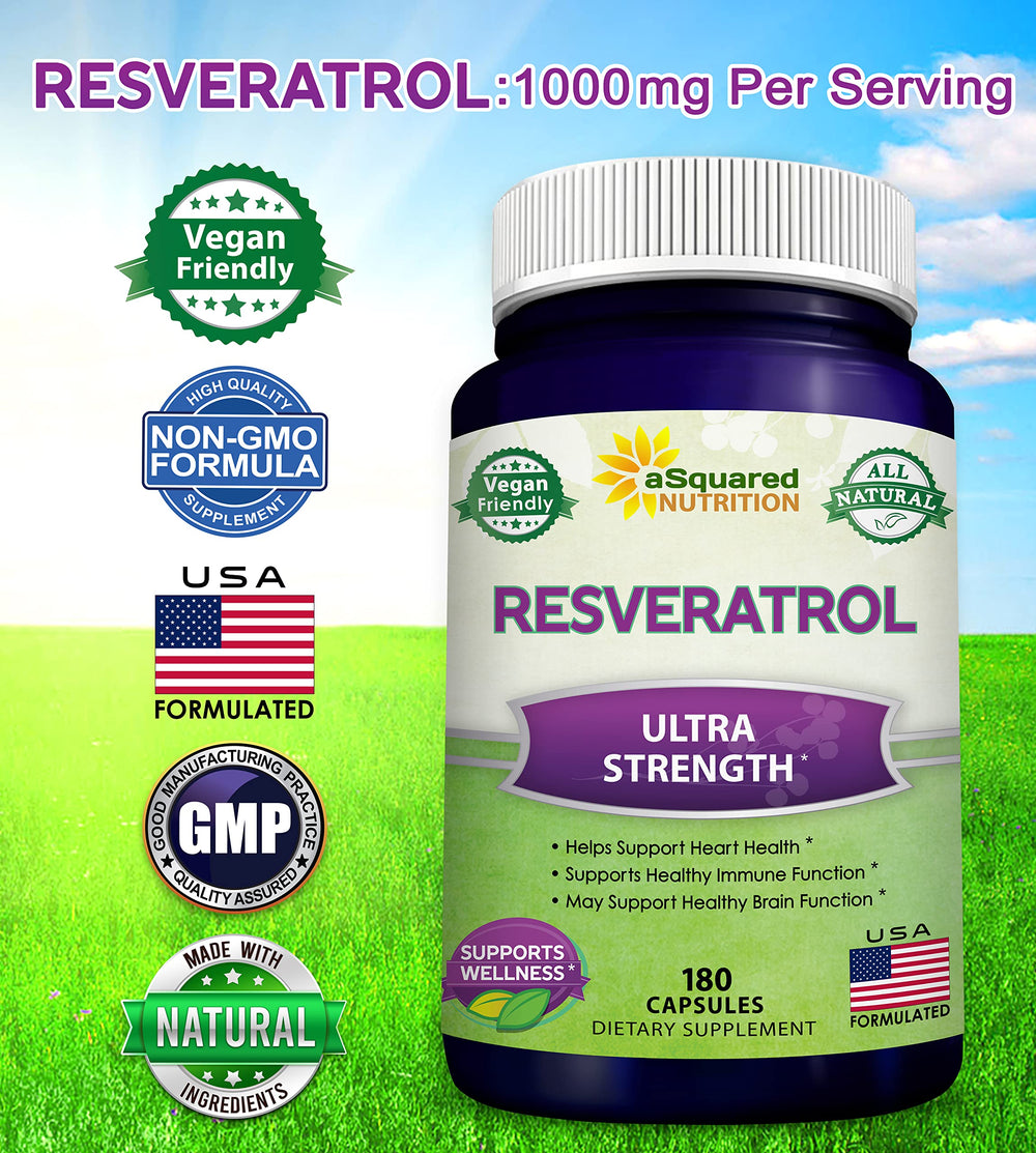 aSquared Nutrition resveratrol ingredients panel displays polyphenol-rich sources.