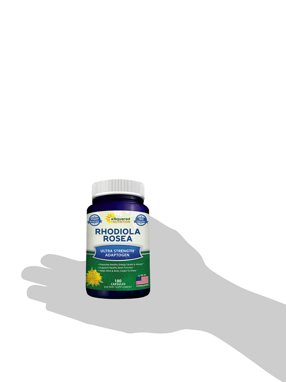 Outer box packaging hints at adaptogen benefits and stress support possibilities.