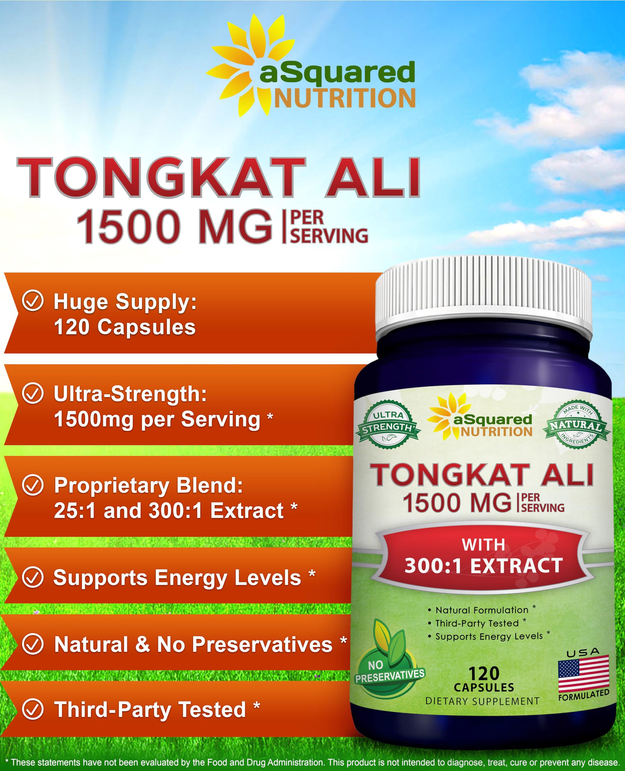 aSquared Tongkat Ali capsules close-up emphasizes potency and daily intake.