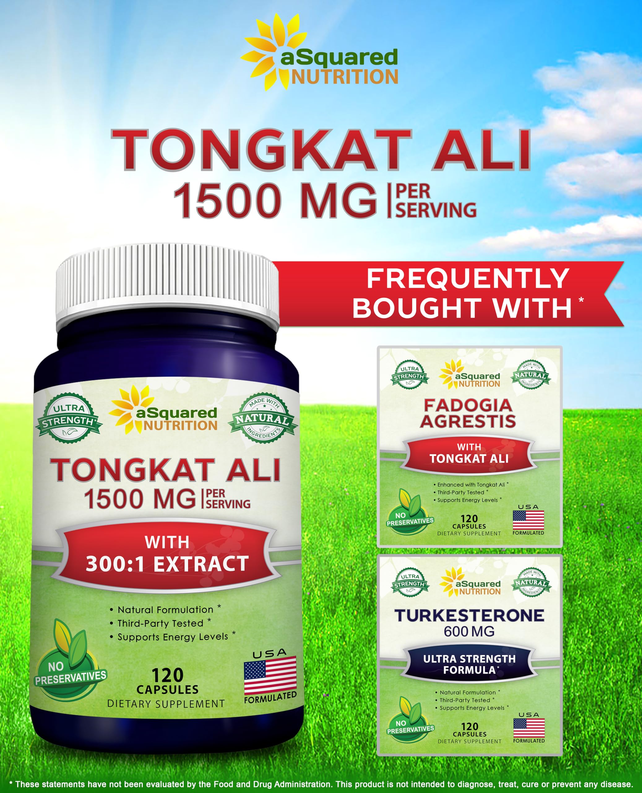 aSquared Tongkat Ali label shows 1500mg per serving and extracts.