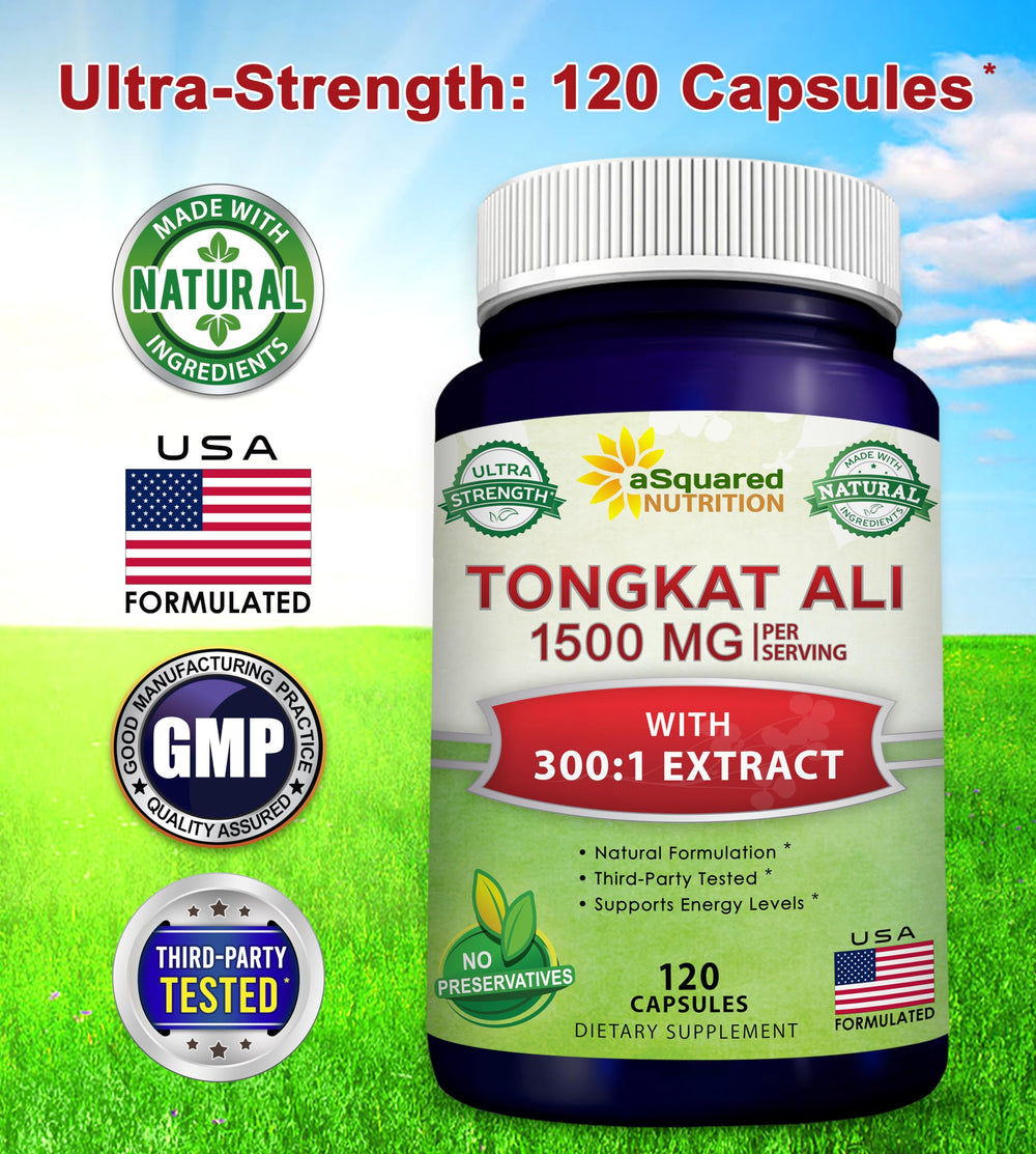 aSquared Tongkat Ali root powder close-up emphasizes natural origins.