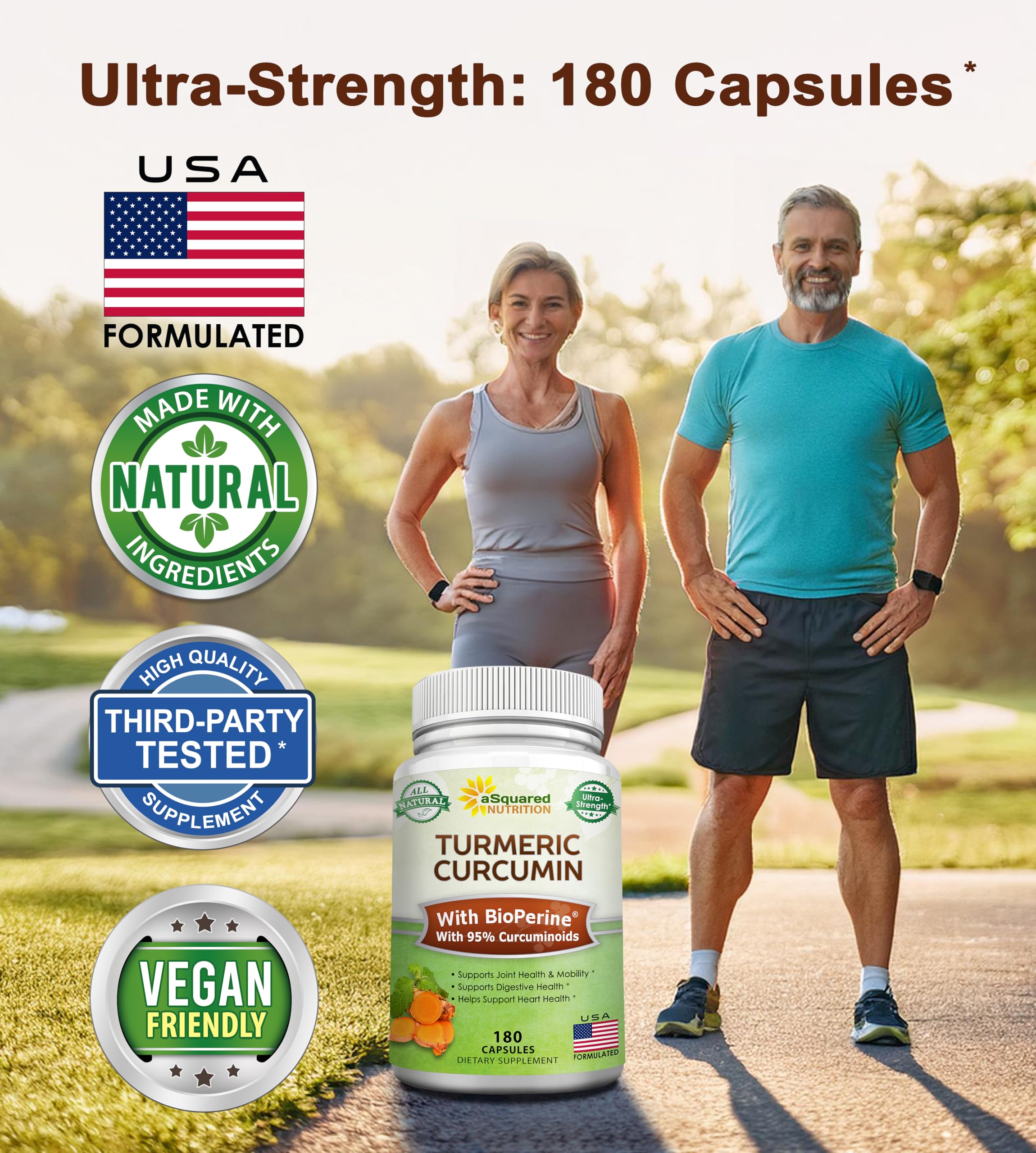 aSquared Nutrition Turmeric Curcumin capsules close-up for easy dosing