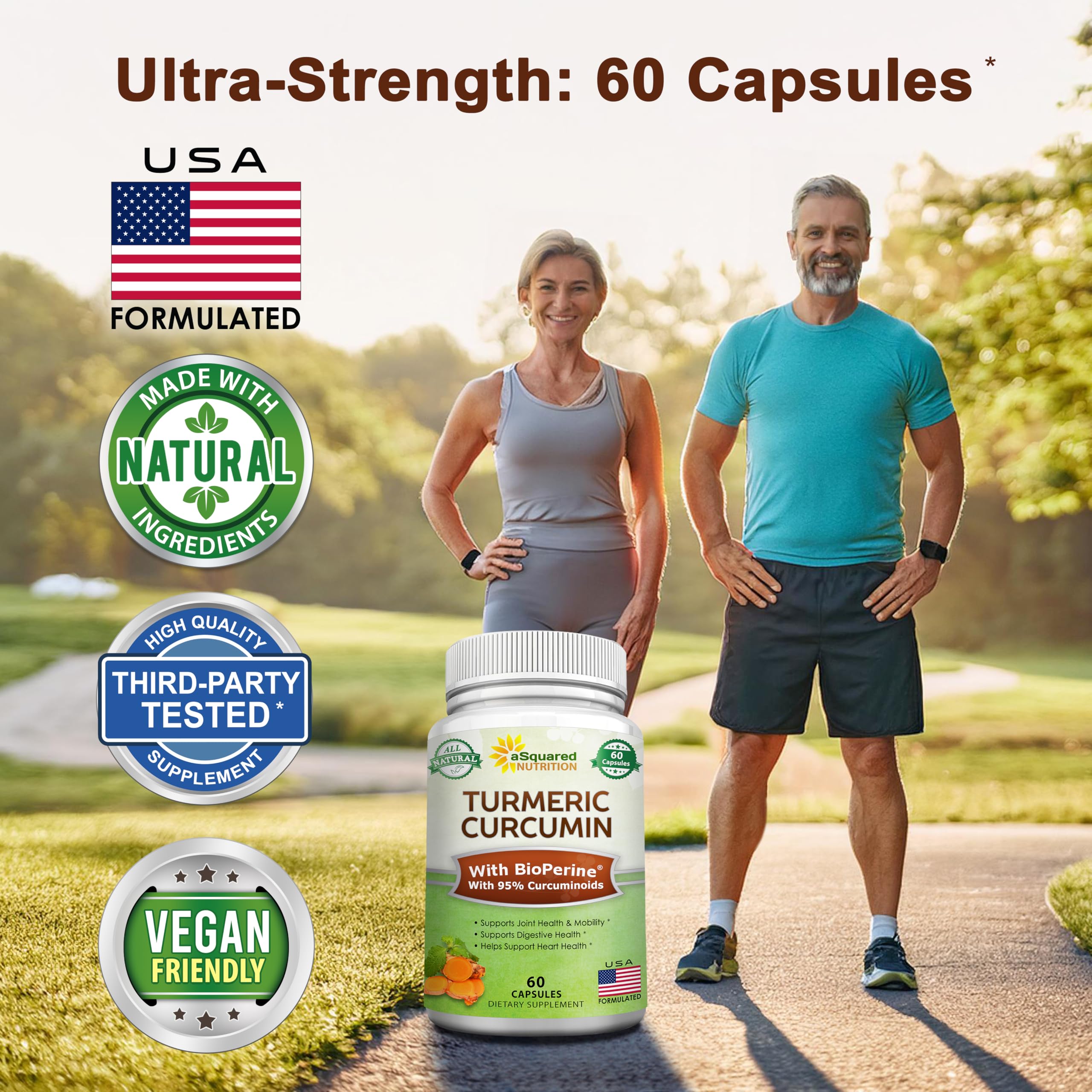 aSquared Nutrition Turmeric Curcumin 1300mg per serving supports joint mobility