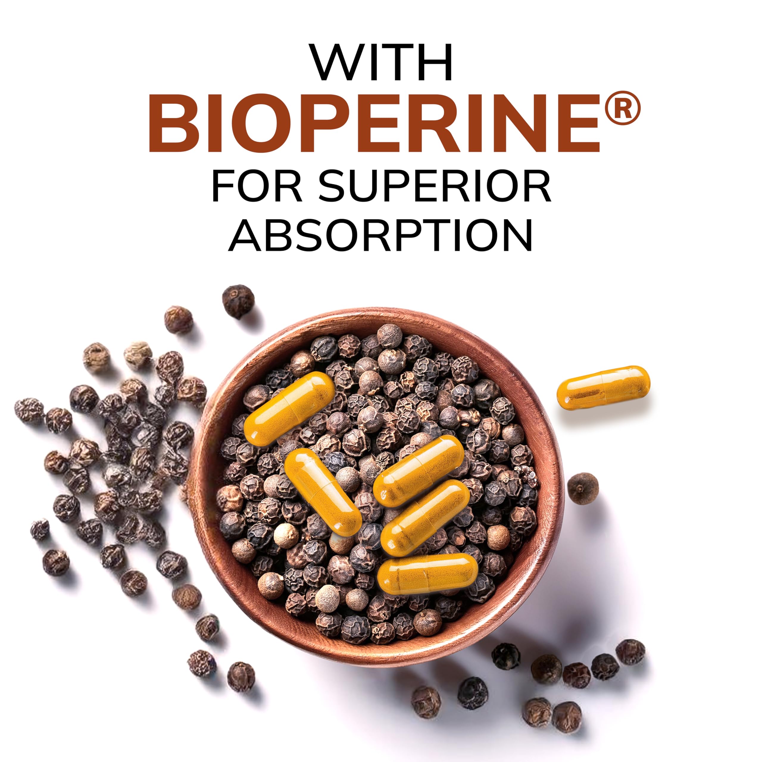 Product packaging emphasizing high-strength turmeric for everyday use