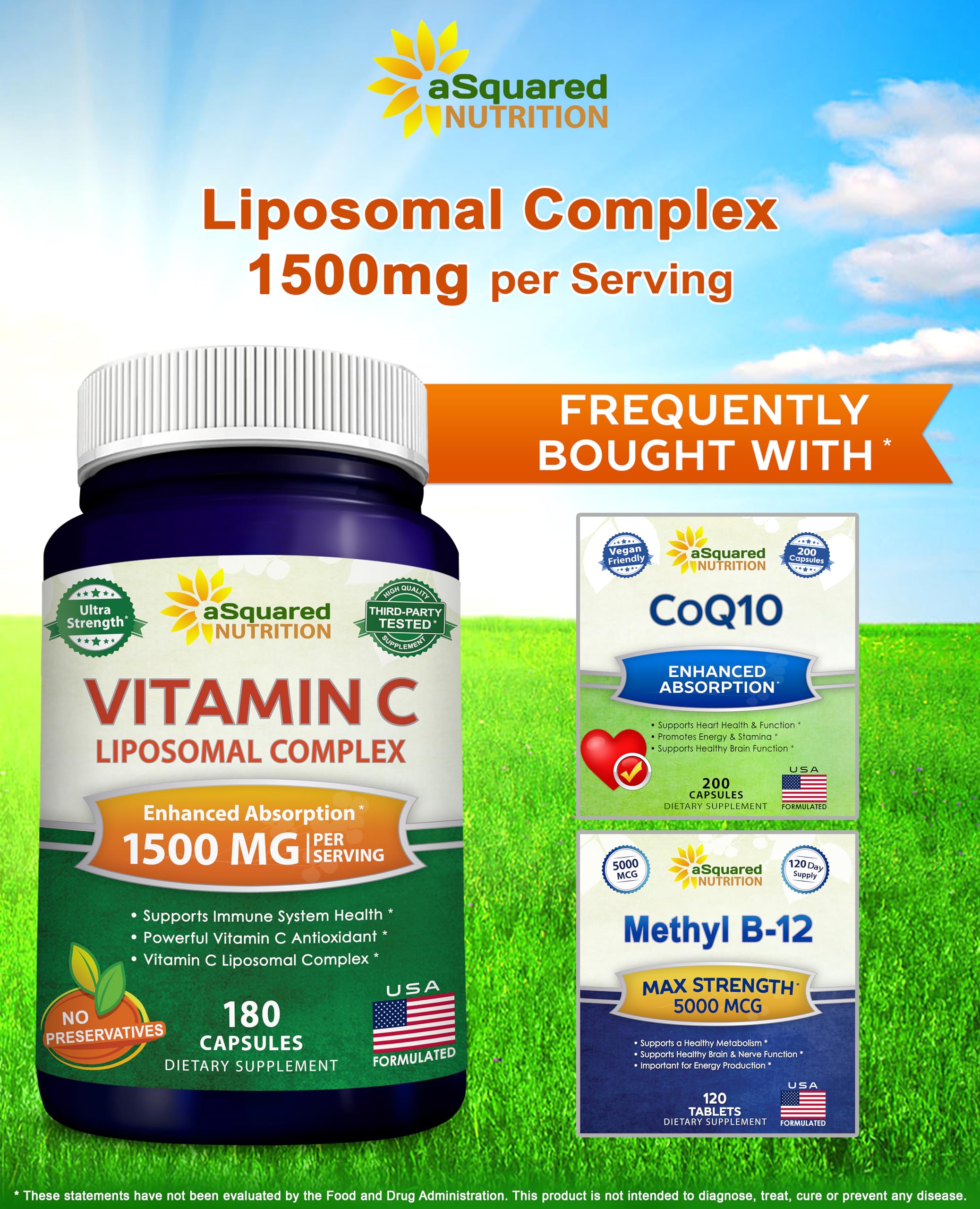aSquared Nutrition capsules illustrate vegan capsules and liposomal C delivery.