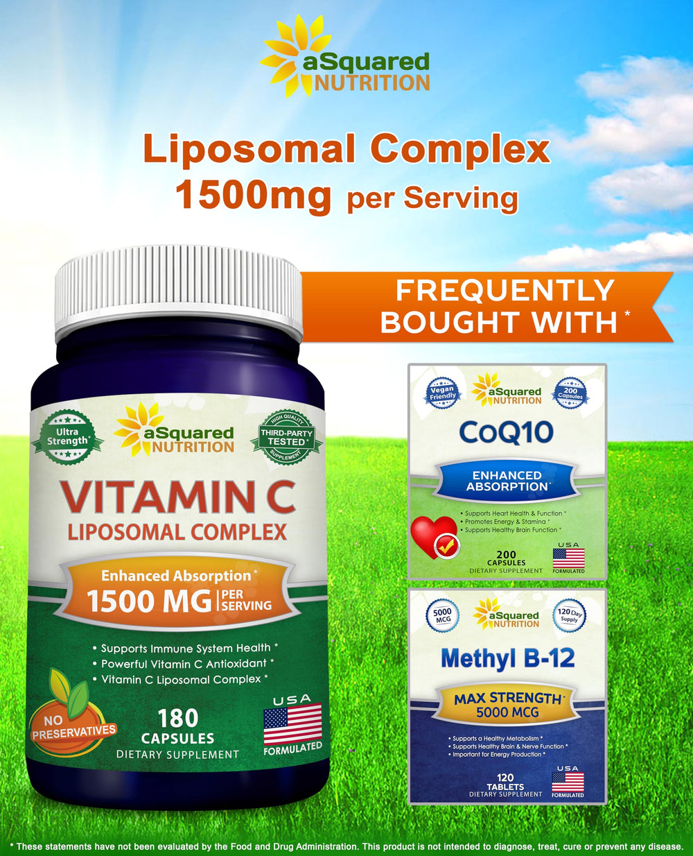 aSquared Nutrition capsules illustrate vegan capsules and liposomal C delivery.
