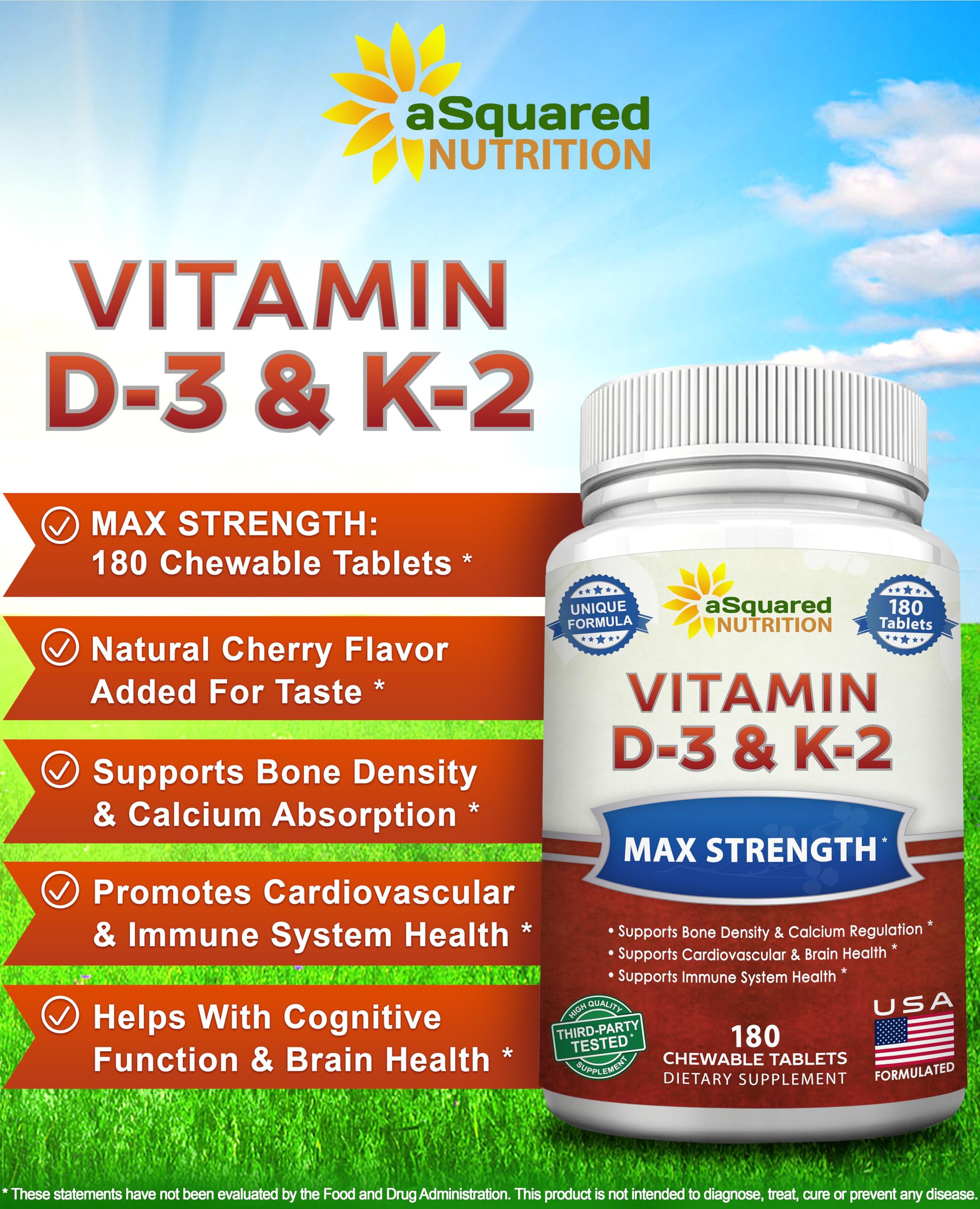 aSquared Nutrition cherry D3+K2 chewables close-up