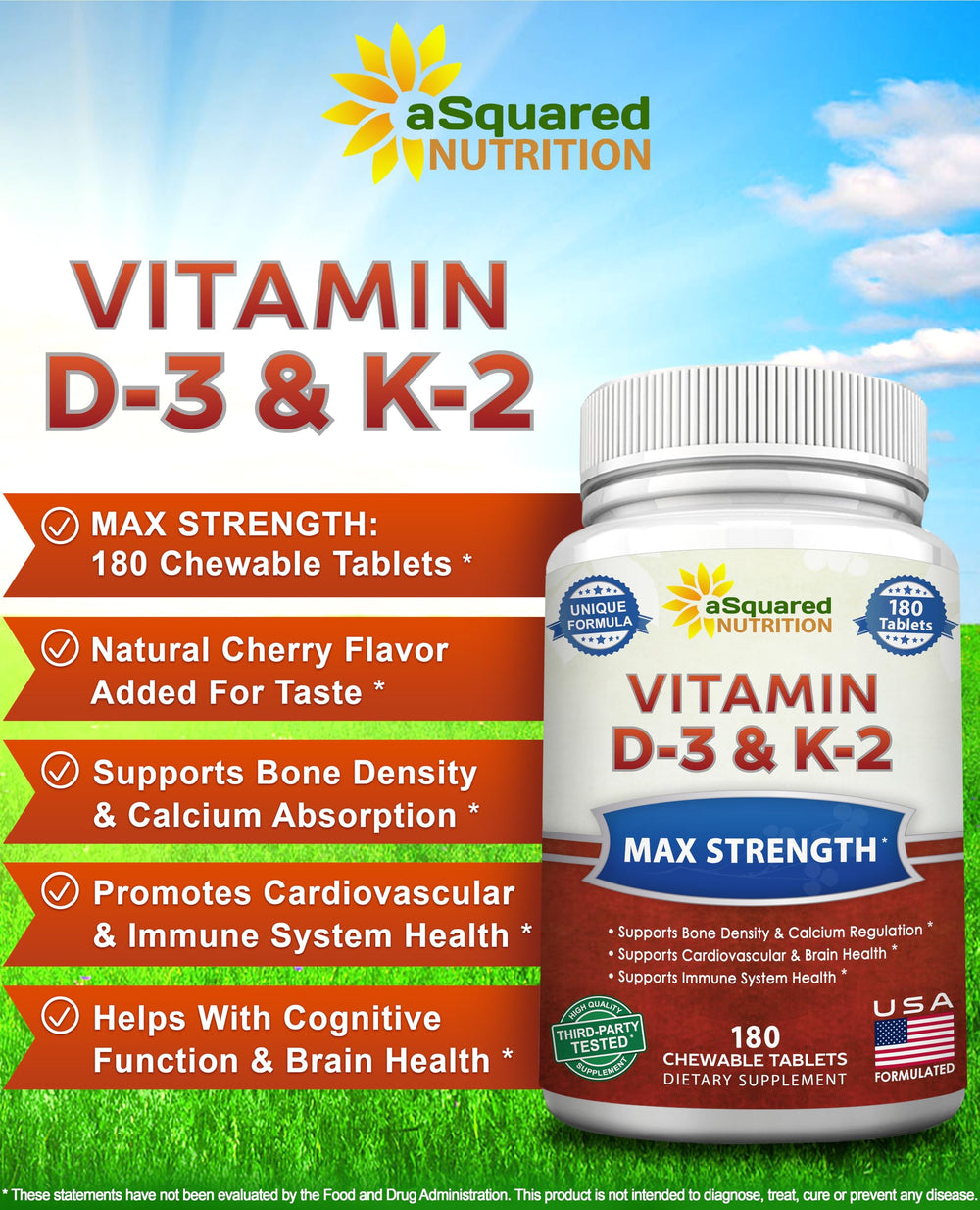 aSquared Nutrition cherry D3+K2 chewables close-up