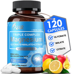 ASSR Triple Magnesium bottle cap close-up, smooth capsules for daily relaxation support.