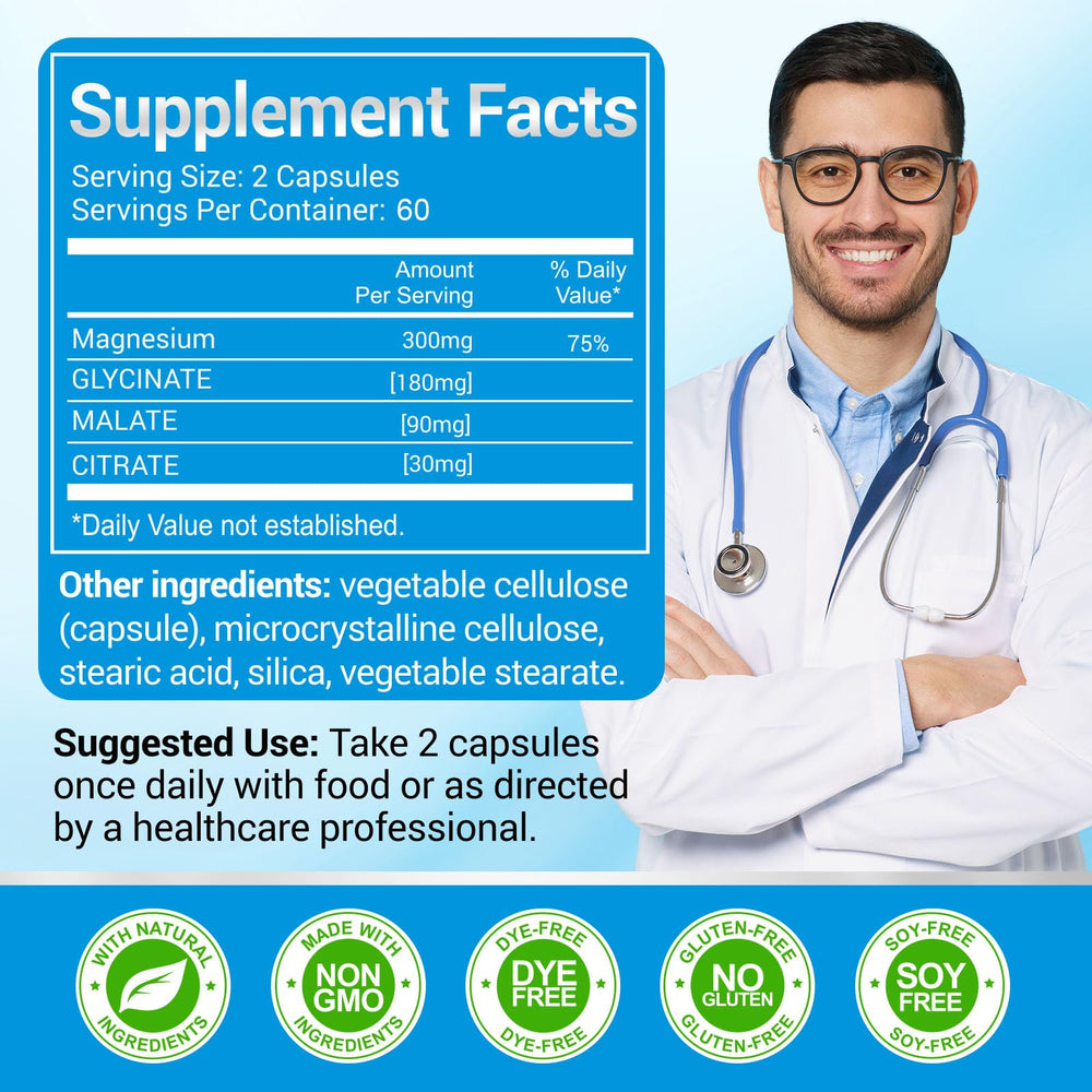 ASSR Triple Magnesium capsules ready to take, easy-to-swallow for muscle comfort.