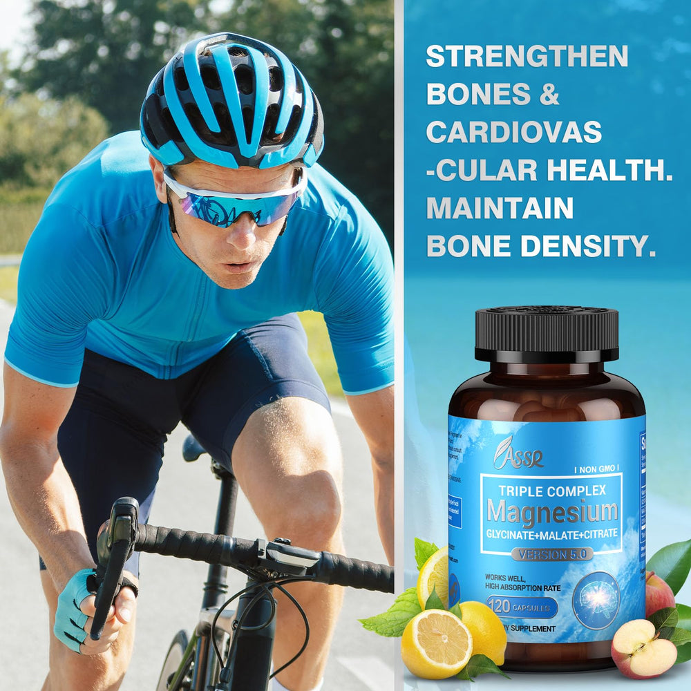 ASSR Triple Magnesium with glass of water, easy daily routine.