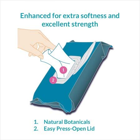 Assurance washcloth being pulled from the lid for on-the-go refreshment.