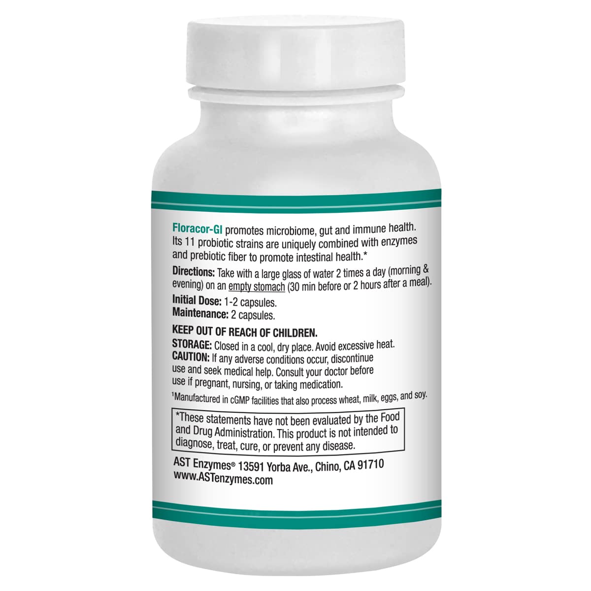AST Enzymes Floracor capsules closeup for convenient daily digestion support.