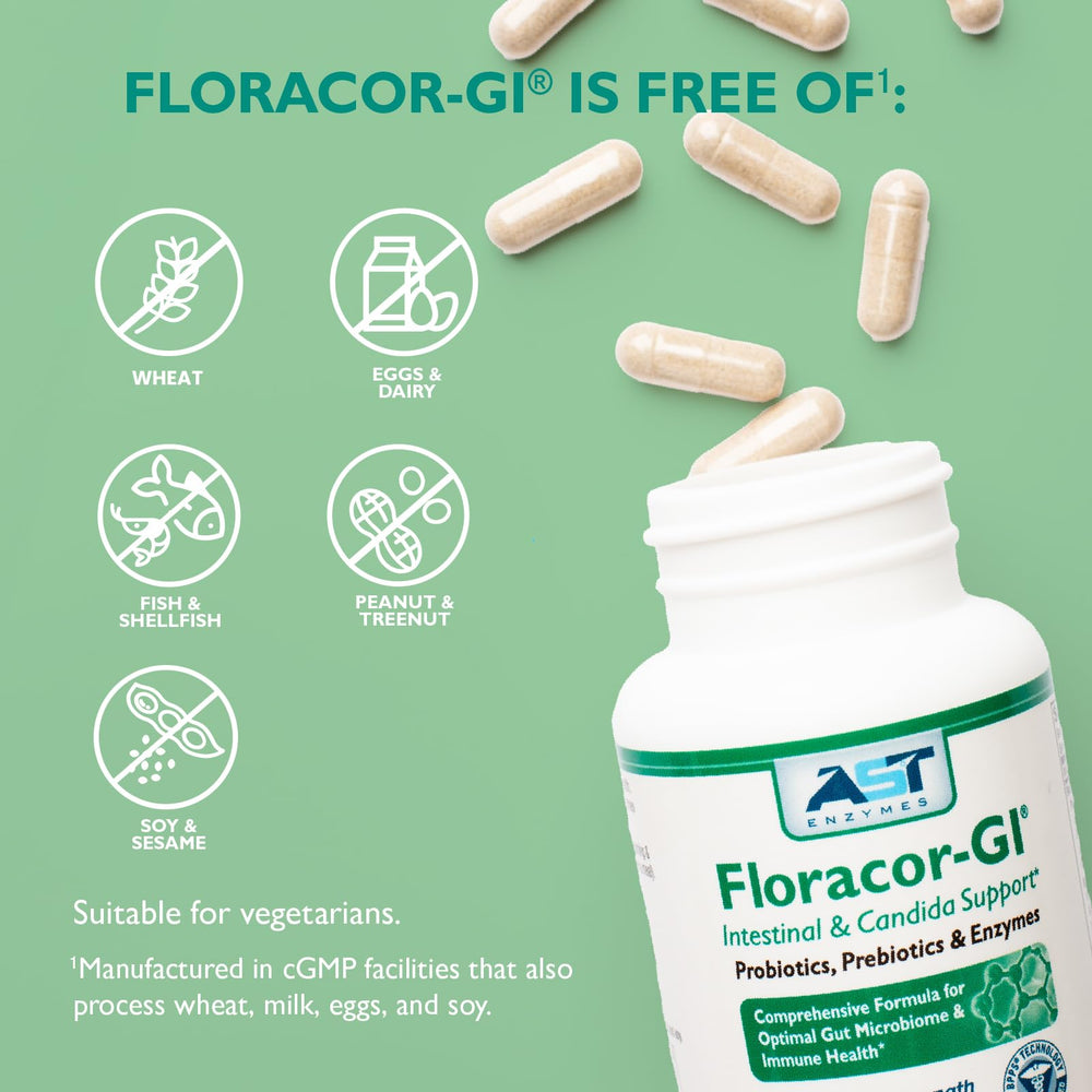 Floracor-GI USA-made badge on packaging signaling quality.