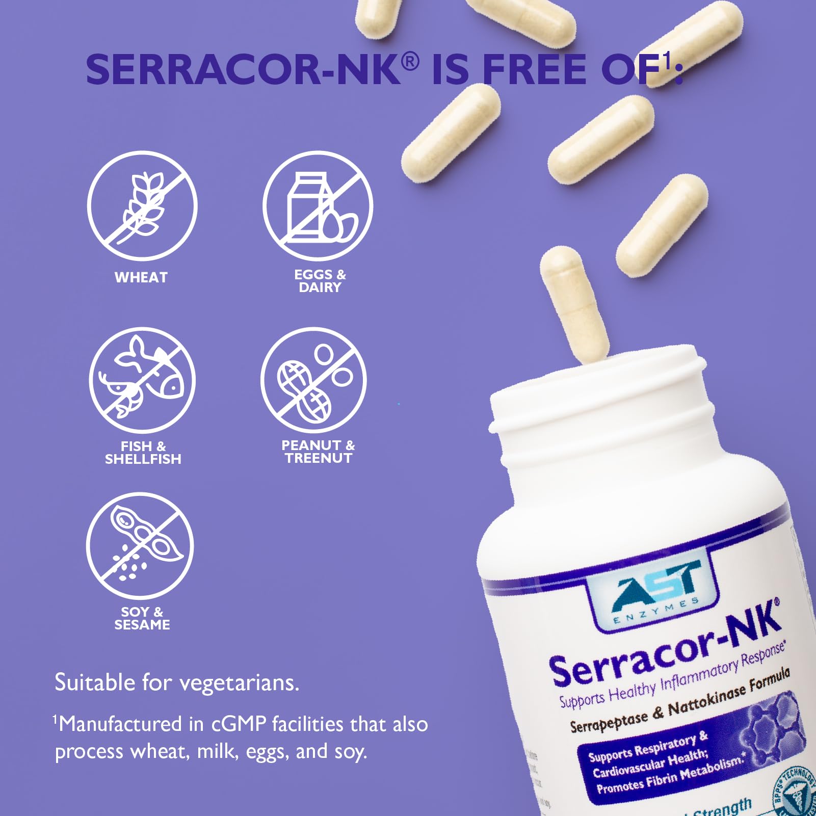 AST Enzymes Serracor-NK ingredients list with CoQ10 for potential energy support.