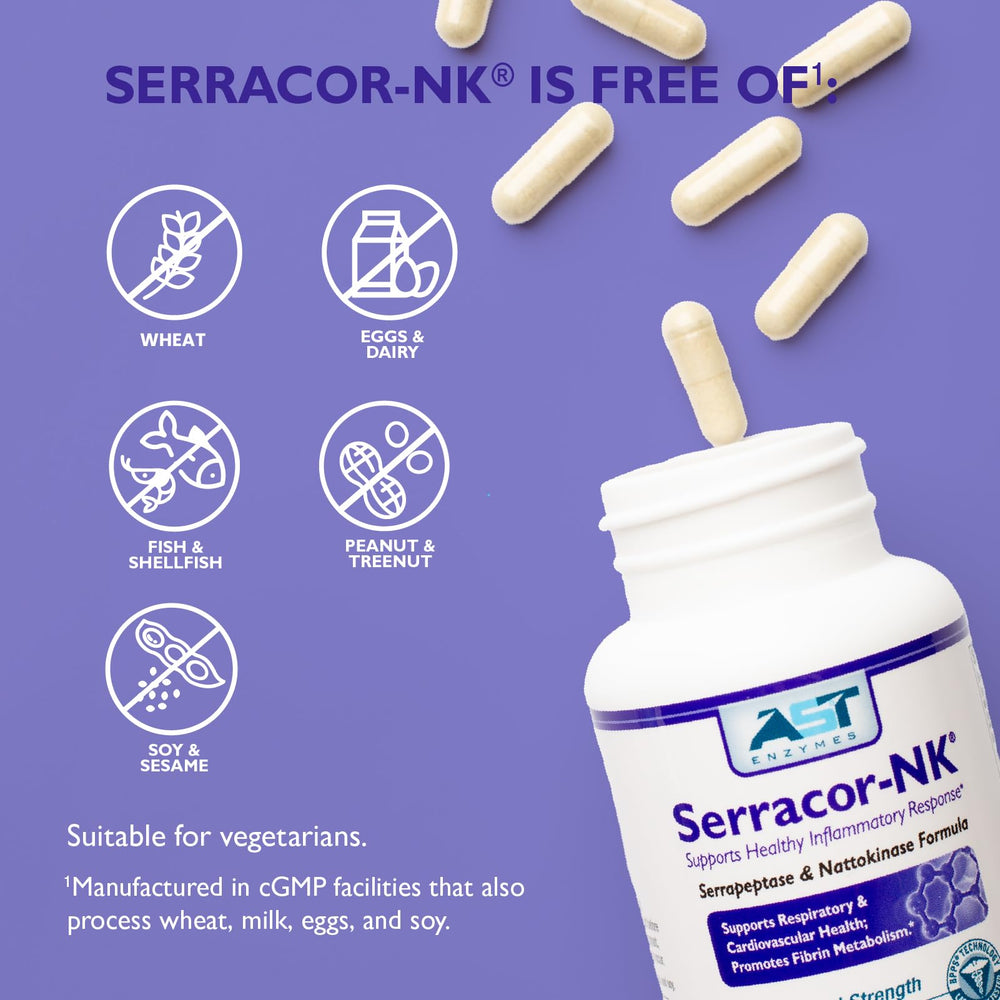 AST Enzymes Serracor-NK ingredients list with CoQ10 for potential energy support.