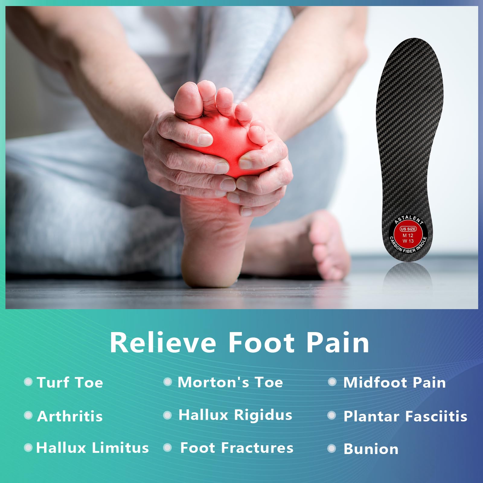 ASTALENT carbon fiber insole 1-3mm thickness enhances shoe stiffness and stability.